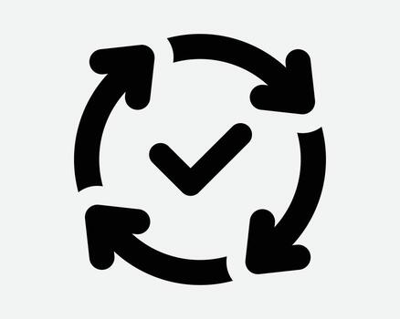 Four Arrow Circle Loading Success Reload Successful Cycle Correct Reloading Approved Reset Update Approval Rotation Load Refresh Save Tick Mark Icon vector