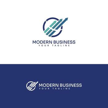 Modern Business Logo with Dynamic Arrow Design in Circular Frame vector