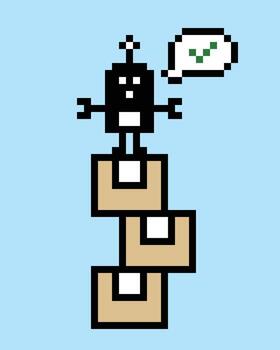 Character cute of automation industy robotic auto chat bot store inventory robot 8bit. vector