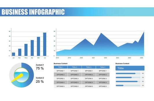 set of infographic business illustration, modern sales report with chart graph vector