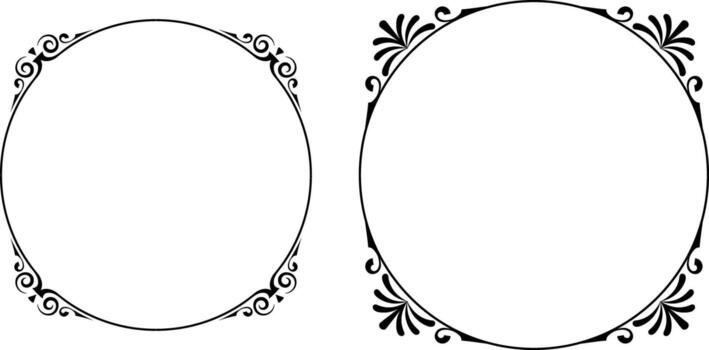 frame collection frames black on a white background ardeco , round shape vector