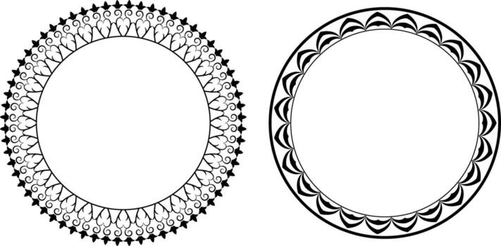 collection round frames black on a white background , abstract drawes vector