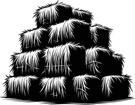 Stack of hay bales in a field illustration isolated on white background vector