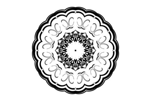 Artistic mandala pattern in black and white with concentric triangles circles and radial ornamental forms vector