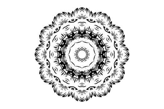 ornamental mandala Arte en negro y blanco con triangular formas bucles y circular simetría diseño vector