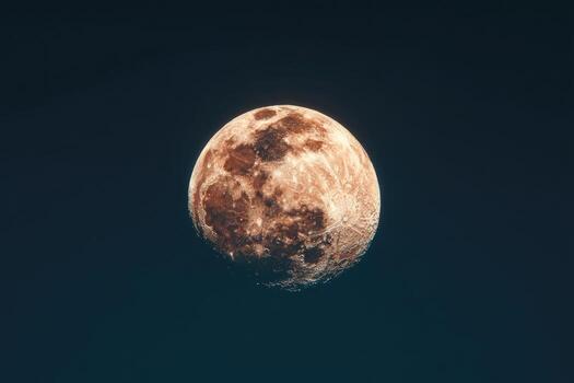 Full orange moon in deep space photo