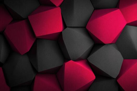Abstract geometric wall paneling in deep crimson and charcoal photo