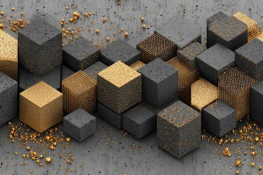 Abstract geometric composition of cubes photo