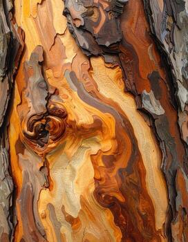 Close-up of bark texture. Colorful layers of bark. Intricate patterns photo