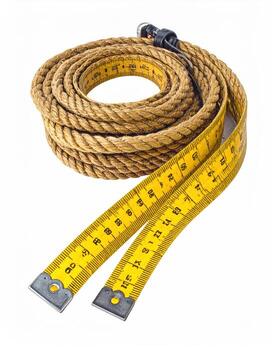 Rolled measuring rope and tape measure photo