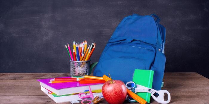 A colorful array of school supplies is ready for learning in this inviting shot. photo