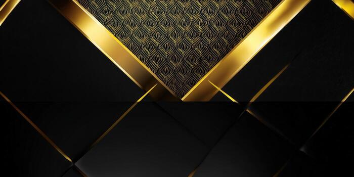 A luxurious abstract design in gold and black, creating a modern and stylish background. photo