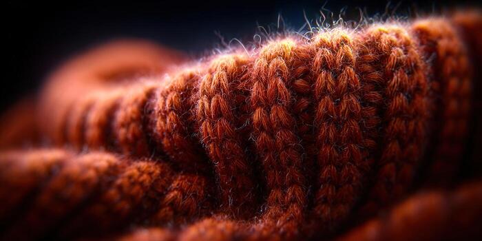 intrincado naranja tejer tela en un de cerca Disparo exhibiendo hermosa textura y detalle. foto