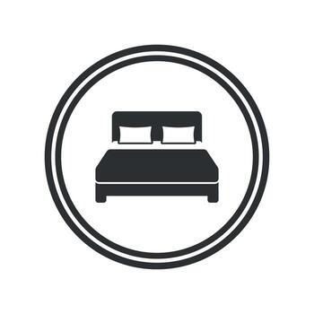 Cozy Comfort A Bed Icon Encased in a Circle Symbolizing Rest and Relaxation in a Defined Space vector