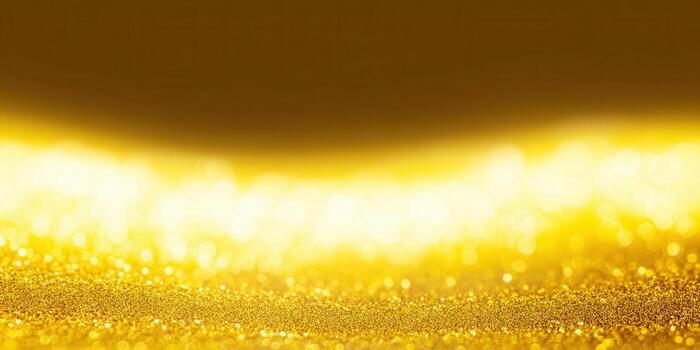 Shimmering golden glitter background with bokeh lights for a festive or luxurious design. photo