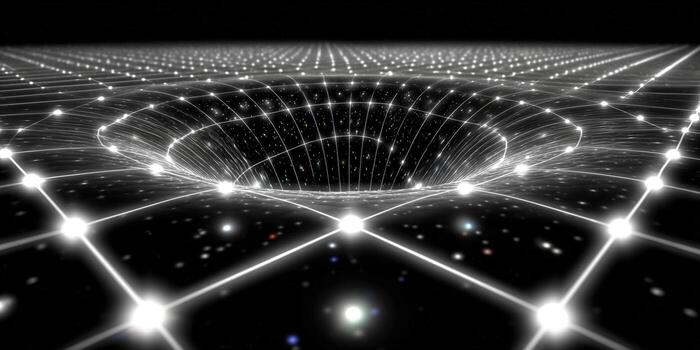 A stunning digital artwork depicting a black hole, illustrating the concept of gravity and spacetime distortion. photo