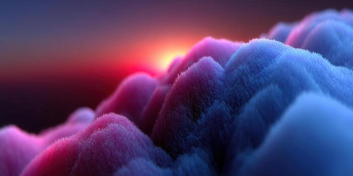 Abstract sunset over a landscape of colorful, textured mountain ranges. photo