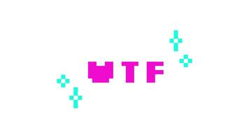 animerad ord wtf i rosa pixel typografi. Vad de jargong. oförskämd förkortning av misstro, ilska, förvirrad. retro 8 bit stil studsande text reaktion animering med gnistrar. pixelated Hoppar brev video