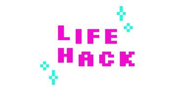 geanimeerd woord leven hack in roze pixel typografie. knap tip jargon. creatief kennis, advies helpen. reddingsboei. retro 8 beetje stijl stuiteren tekst reactie animatie schittert. korrelig jumping brieven video