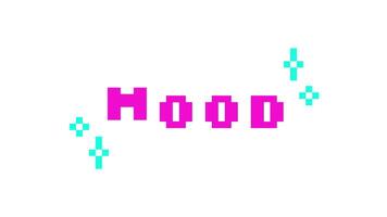 animerad ord humör i rosa pixel typografi. relaterbara känsla. tonåring uttryck. generation z jargong. retro 8 bit stil studsande text reaktion animering med gnistrar. pixelated Hoppar brev video