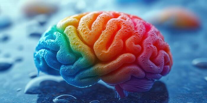 A vividly colored brain representing ideas, creativity, and human intelligence. photo