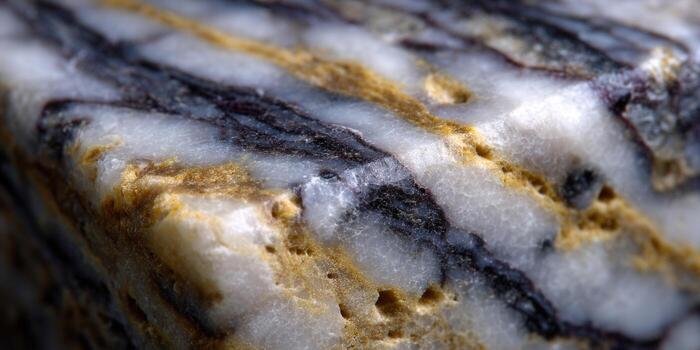 Close-up shot of a beautifully textured stone, showcasing natural colors and patterns. photo