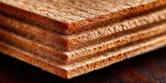 Close-up of a stack of crispbread, highlighting the texture and layers photo