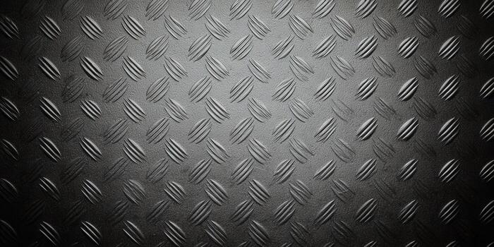 A detailed shot of a black diamond plate texture, creating an industrial backdrop. photo