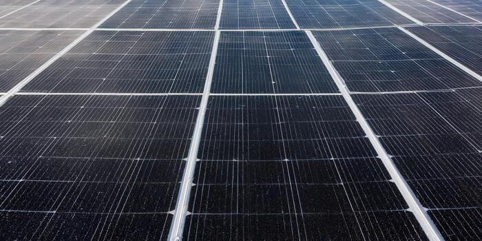 Close-up view of solar panels generating clean, sustainable energy for a better future. photo