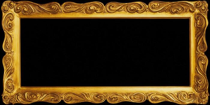 A stunning, golden frame with an empty black space, ready for your content. photo