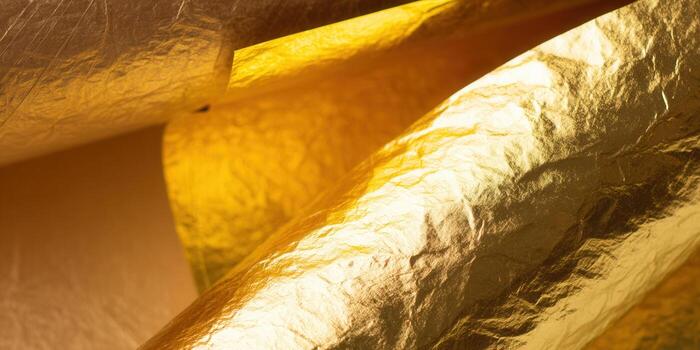 detallado ver de lujoso oro hoja con un texturizado superficie y vibrante ligero. foto