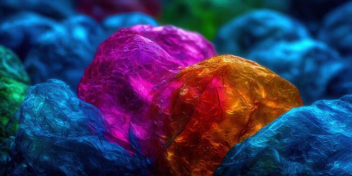 Vibrant and abstract composition featuring colorful and textured surfaces. photo