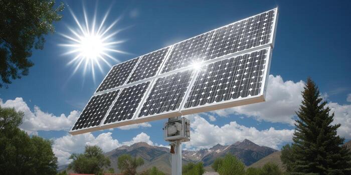 A solar panel array harnesses the sun's energy, promoting eco-friendly power generation. photo