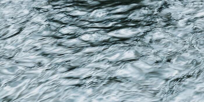 Close-up of water surface with gentle waves and beautiful reflections. photo