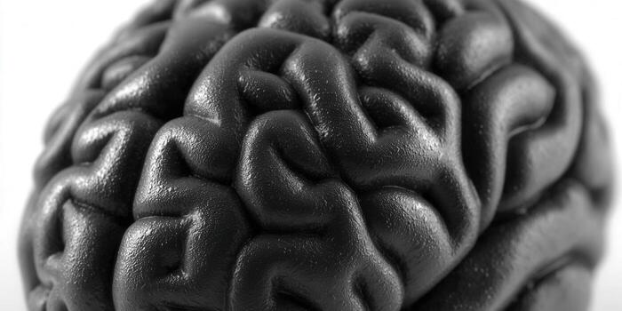 Detailed grayscale image of a human brain model, perfect for medical or scientific use. photo