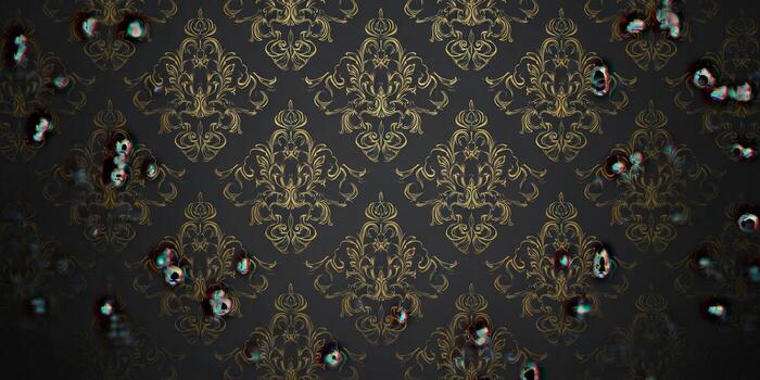 This is a classic damask pattern in gold, a perfect choice for luxury designs. photo