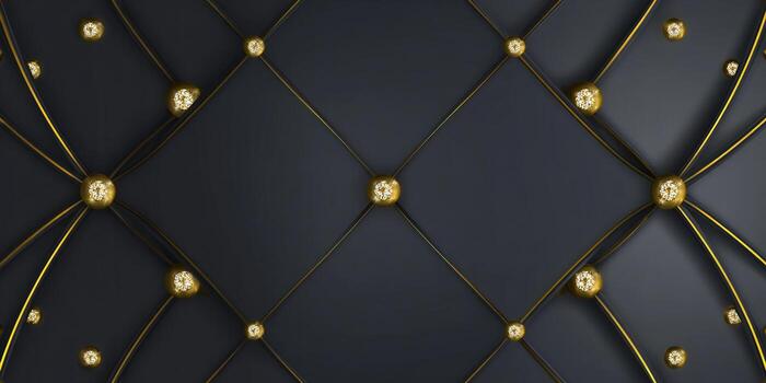 Elegant abstract design with gold spheres and lines on a dark background, perfect for luxury projects. photo