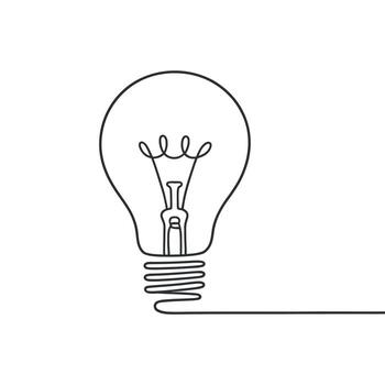 Single Continuous Line Drawing of a Lightbulb Symbolizing Innovation and Ideas vector
