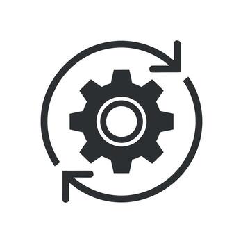 Automation Process Icon Illustration Depicting Continuous Improvement and Workflow Optimization in Black vector