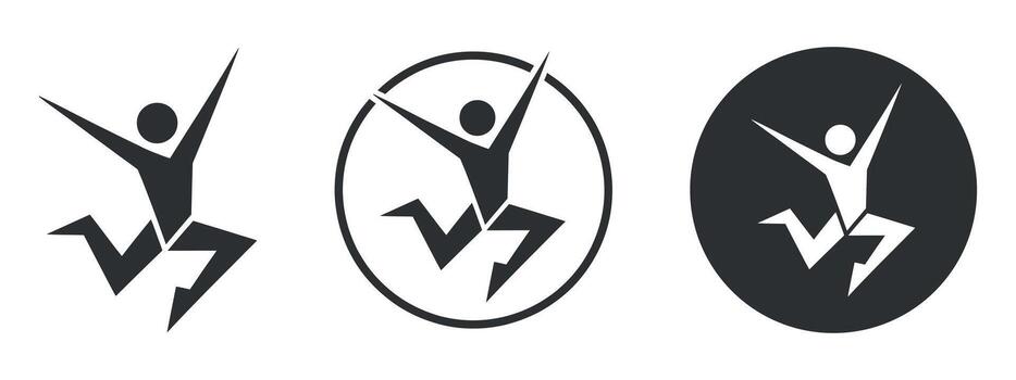 Dynamic Silhouette of a Jumping Figure in Three Variations Symbolizing Freedom vector
