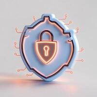 A neon sign with a padlock on it photo