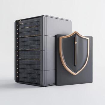 A server with a shield on top of it photo