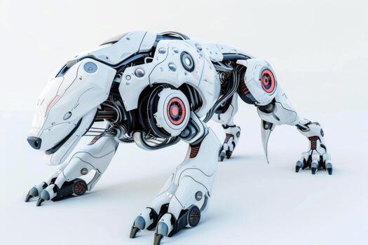 inteligente robótico perro con avanzado sensores y ai inteligencia blanco antecedentes foto