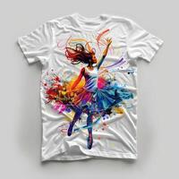 vistoso camiseta con bailando mujer diseño foto