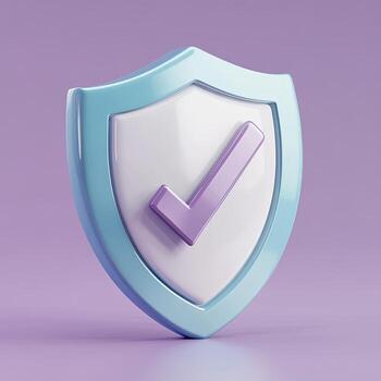 A shield with a check mark on it image photo