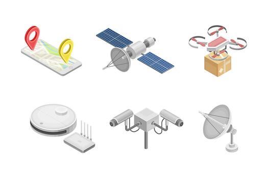 Smart devices including drones and satellite imagery vector