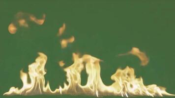 dynamisk lågor dansa med vibrerande energi mot en djup grön bakgrund, skapande en kraftfull visuell effekt. video