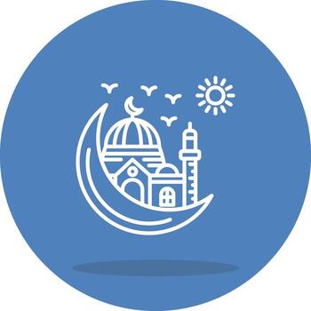 Mosque with Crescent Sharp Line Art Drawing vector