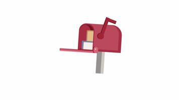 Red Mailbox Animation with Letters and Parcels Bouncing Alpha Channel Loop video