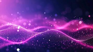 cintilante roxa partícula onda movimento fundo com fluindo bokeh. video
